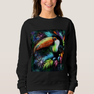 Whimsical Abstract Toucan Bird Toucans Teal Orange Sweatshirt