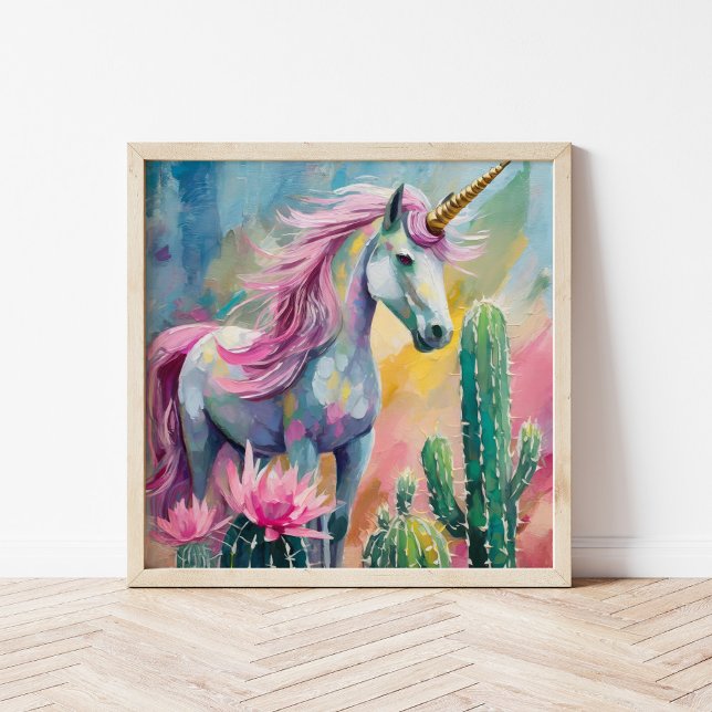 Whimsical Abstract Unicorn and Succulents Poster (Creator Uploaded)