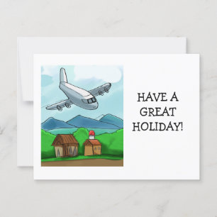 Whimsical Aeroplane Flight Postcard