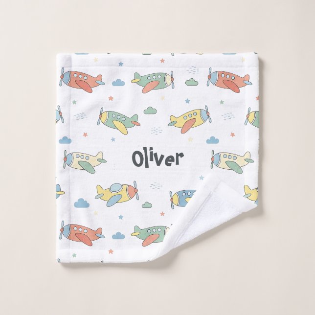 Whimsical Aeroplane Pattern Wash Cloth (Wash Cloth)