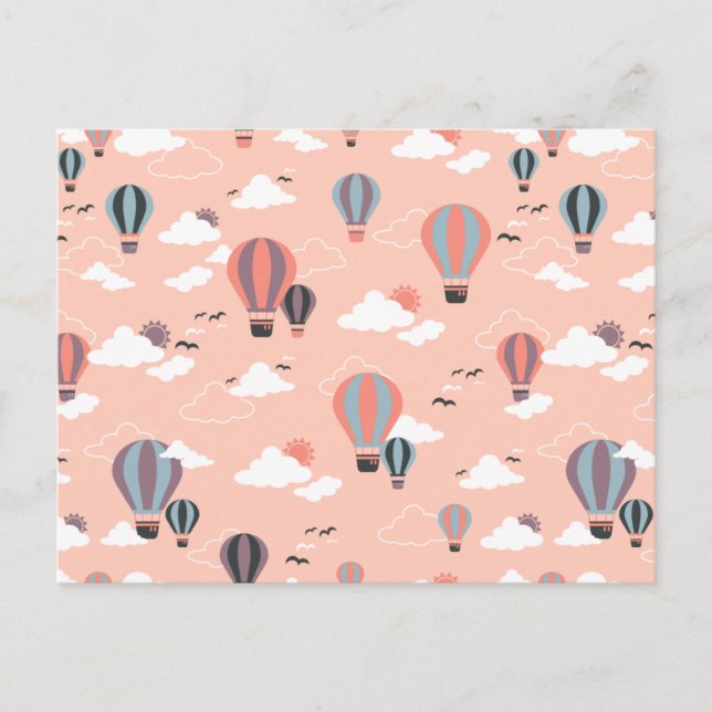 Whimsical Air Balloons in Pastel Skies Postcard (Front)