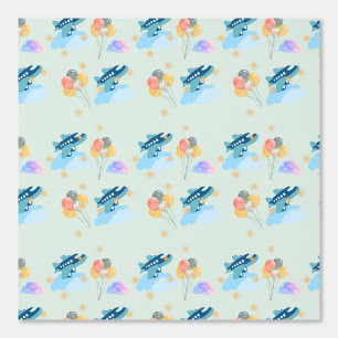 Whimsical Airplane and Festive Balloons  Wallpaper