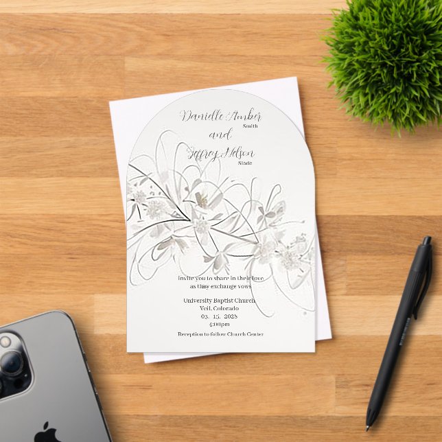 Whimsical & Airy Frosted Floral Acrylic Invitation (Insitu (Invitation Card))