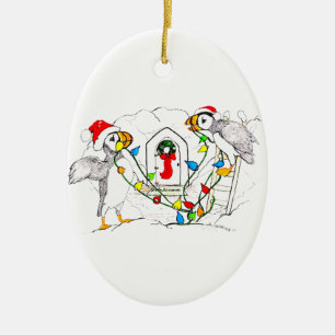 Whimsical Alaskan Wildlife Christmas Oval Ornament
