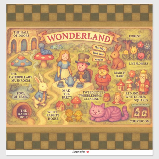 Whimsical Alice Adventures in Wonderland Map (Sheet)