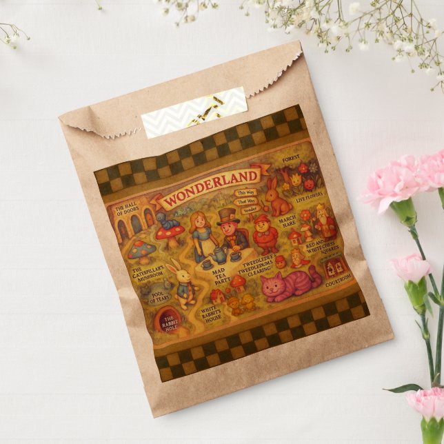 Whimsical Alice Adventures in Wonderland Map Favour Bag (Sealed)