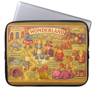 Whimsical Alice Adventures in Wonderland Map Laptop Sleeve