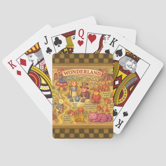Whimsical Alice Adventures in Wonderland Map Playing Cards (Back)