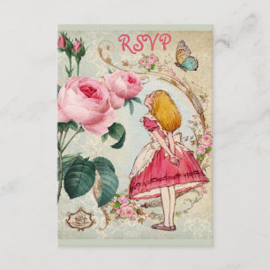 Whimsical Alice in Wonderland Collage RSVP Card