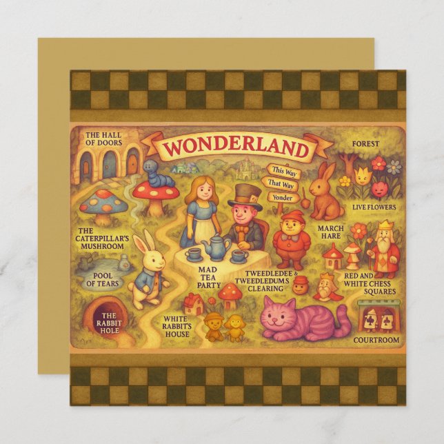 Whimsical Alice in Wonderland Map (Front/Back)