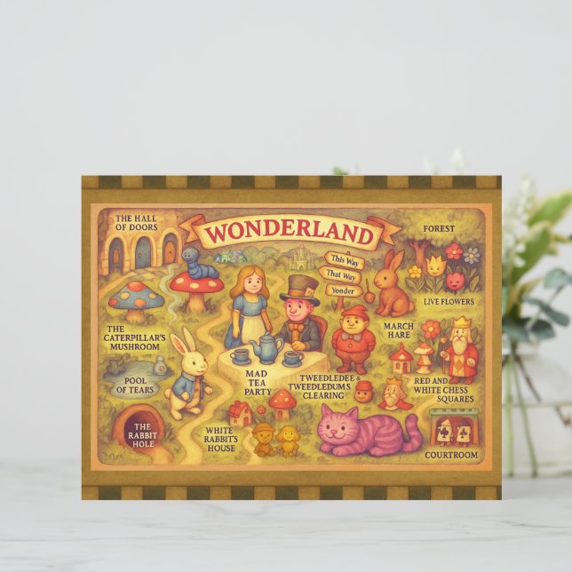 Whimsical Alice in Wonderland Map (Standing Front)