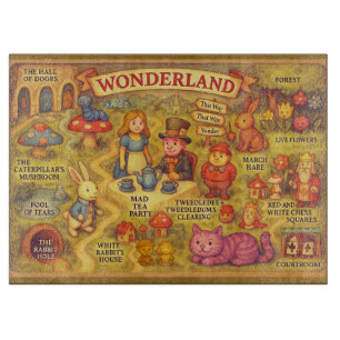 Whimsical Alice in Wonderland Map Cutting Board