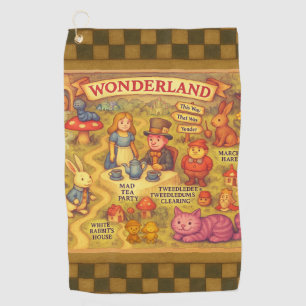 Whimsical Alice in Wonderland Map Golf Towel