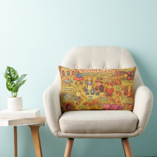 Whimsical Alice in Wonderland Map Lumbar Cushion