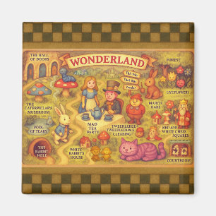 Whimsical Alice in Wonderland Map Magnet