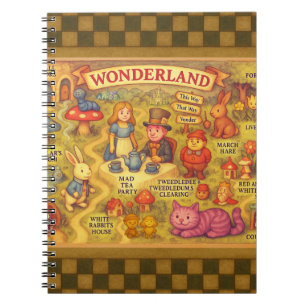 Whimsical Alice in Wonderland Map Notebook