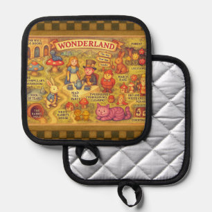 Whimsical Alice in Wonderland Map Pot Holder