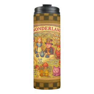 Whimsical Alice in Wonderland Map Thermal Tumbler