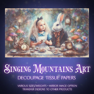 Whimsical Alice Tea Party DIY Craft Decoupage Tissue Paper