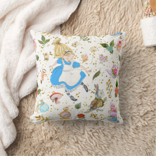 Whimsical Alice's Adventures in Wonderland Glitter Cushion