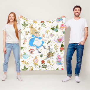 Whimsical Alice's Adventures in Wonderland Glitter Fleece Blanket