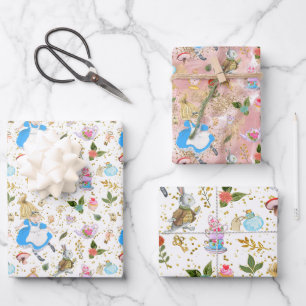 Whimsical Alice's Adventures in Wonderland Party Wrapping Paper Sheet