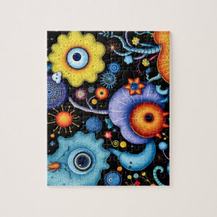 Whimsical Alien Garden- Colourful Cosmic Flora Jigsaw Puzzle