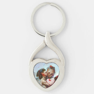 Whimsical Alien Romance Key Ring
