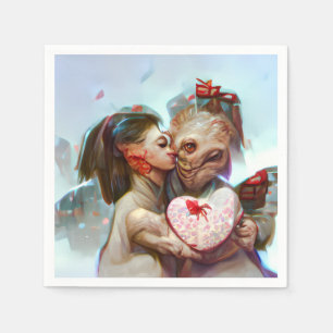 Whimsical Alien Romance Napkin