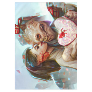 Whimsical Alien Romance Tablecloth