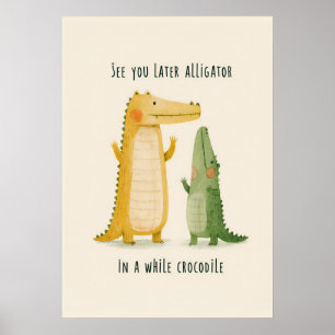 Whimsical Alligator Crocodile Nursery Art Poster