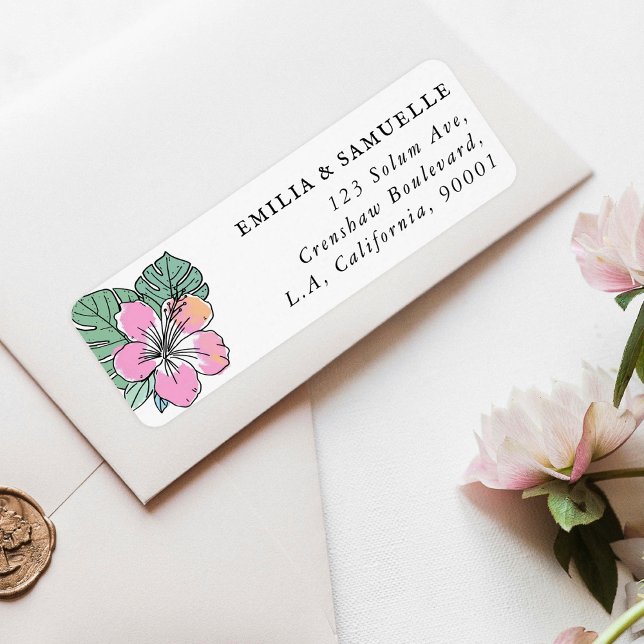 Whimsical Aloha Summer Flower Return Address Label (Creator Uploaded)
