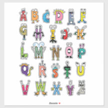 Whimsical Alphabet Creatures | ABC Sticker Sheet