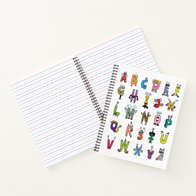 Whimsical Alphabet Creatures | Kids ABC Spiral Notebook (Inside)