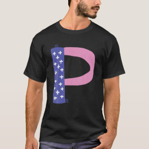 Whimsical Alphabet Letter-P Typography Character-P T-Shirt