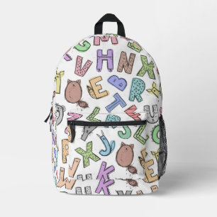 Whimsical Alphabet Letters for Kids Printed Backpack