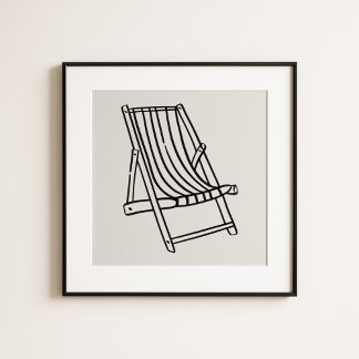 Whimsical Amalfi Coast Beach Chair Art Poster