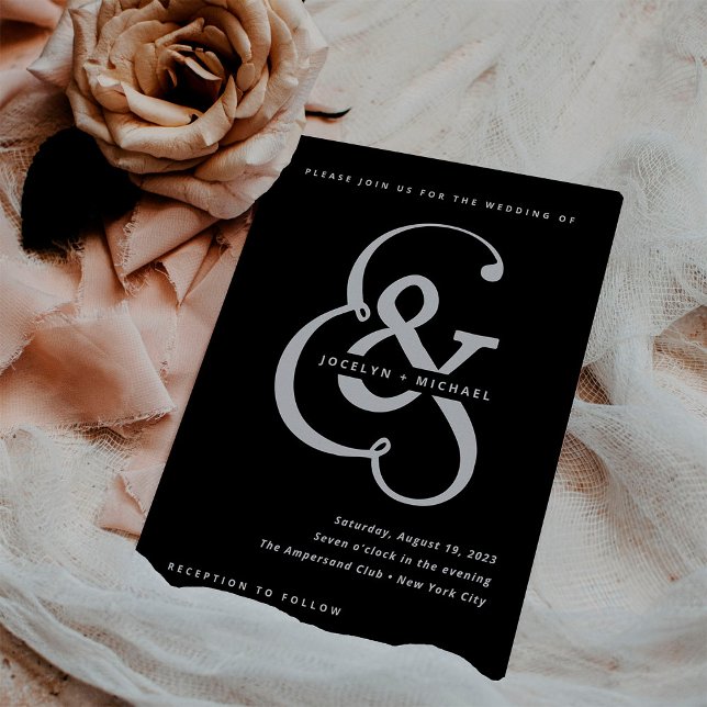 Whimsical Ampersand | Moody Black Wedding Invitation (Creator Uploaded)