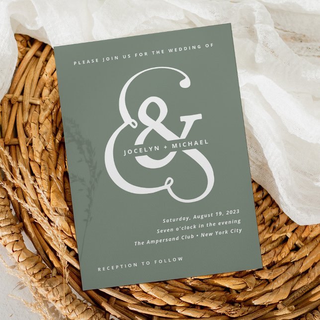 Whimsical Ampersand | Sage Green Wedding Invitation (Creator Uploaded)