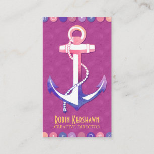 Whimsical Anchor + Dots Promotional Business Card