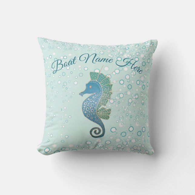 Whimsical and Adorable Seahorse Artwork Cushion (Front)