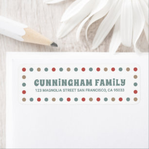 Whimsical and Colorful Christmas Dots Return Address Label