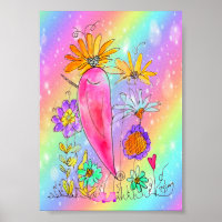 Whimsical and Colourful Birdie wearing Boots