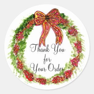 Whimsical and Colourful Christmas Wreath Classic Round Sticker