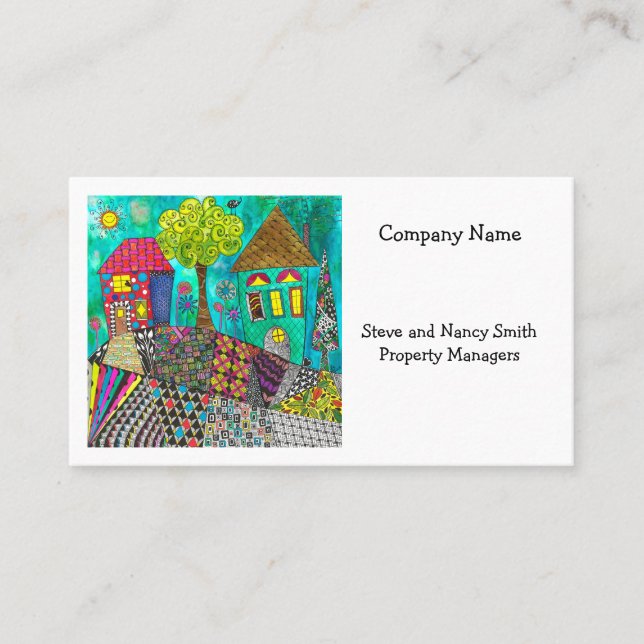 Whimsical and Colourful Home Sweet Home Business C Business Card (Front)