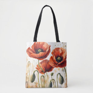 Whimsical and Colourful Poppy Tote Bag