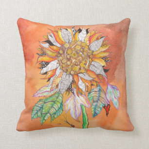 Whimsical and Colourful Sunflower Cushion