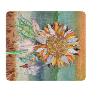 Whimsical and Colourful Sunflower Cutting Board