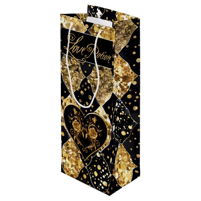 Whimsical and Elegant Goth Love Potion Wine Gift Bag (Back Angled)
