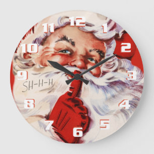 Whimsical and Fun Vintage Santa Large Clock